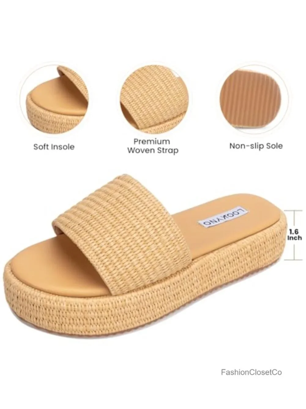 Espadrille Platform Sandals Wedge Jute Straw Raffia Comfortable